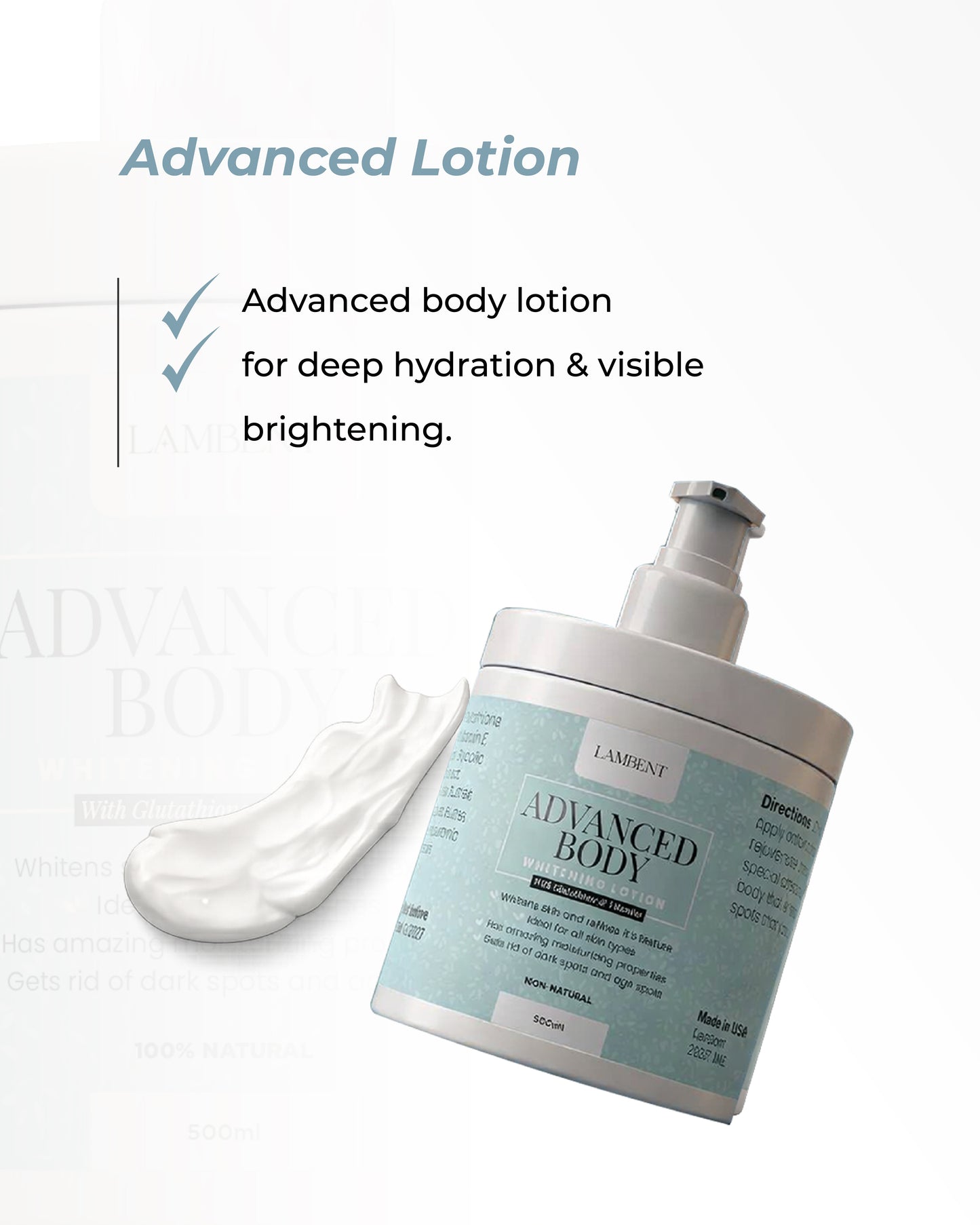 Advanced Body Lightening Lotion – Glutathione Formula for Smooth, Even-Toned Skin